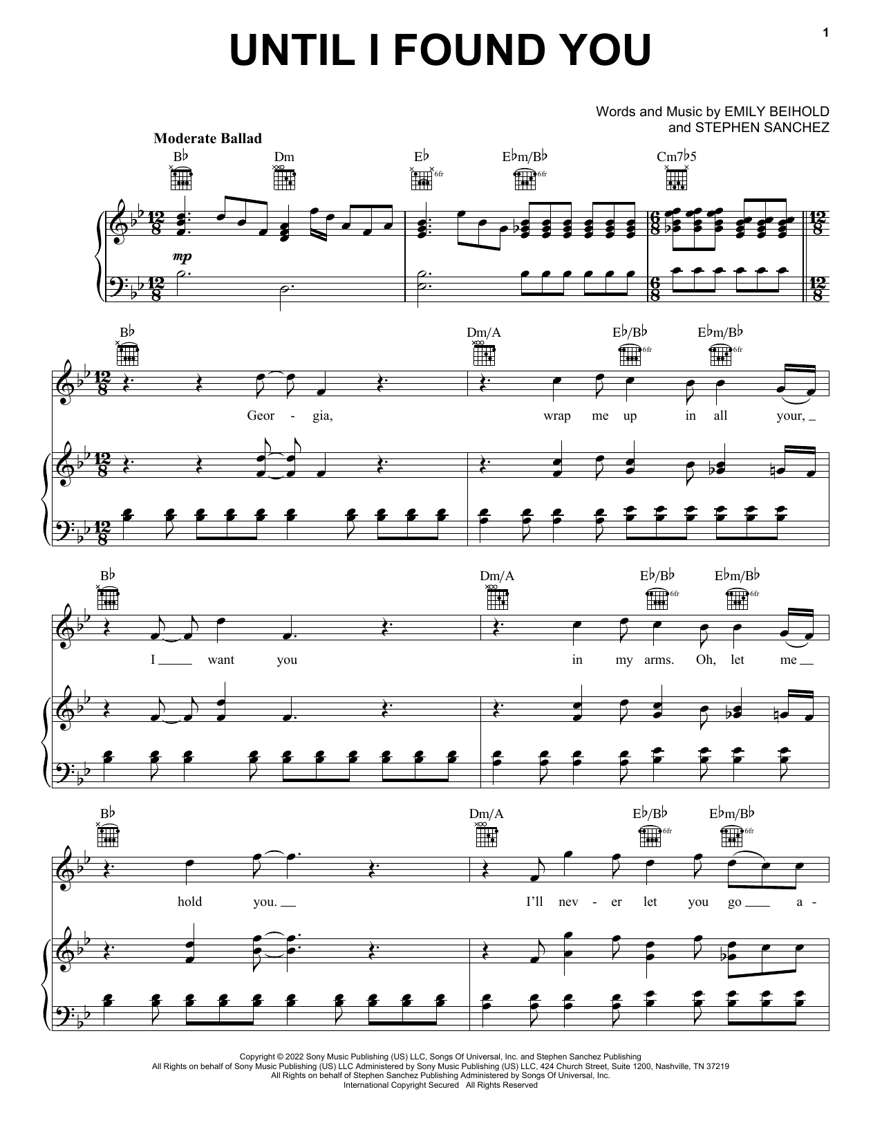 Stephen Sanchez Until I Found You Sheet Music Notes & Chords for Easy Piano - Download or Print PDF