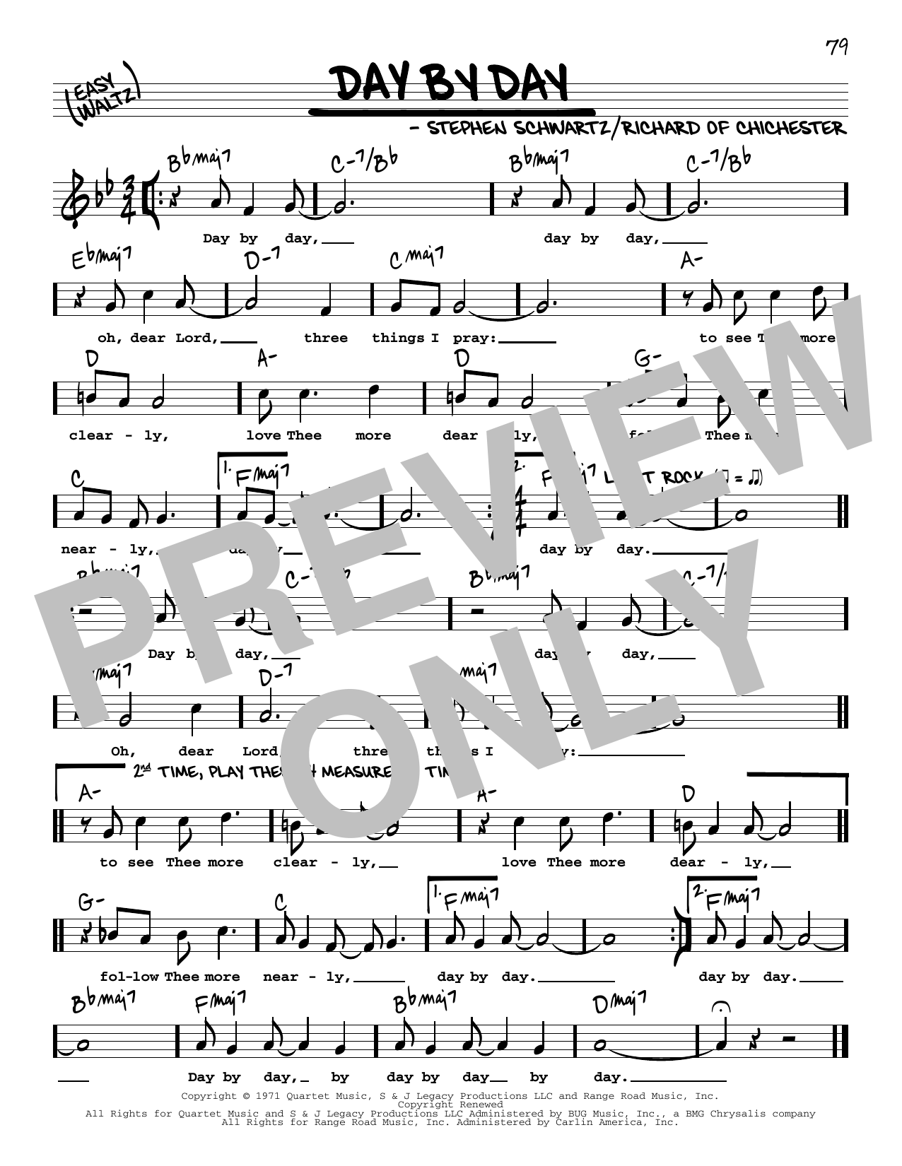 Stephen Schwartz Day By Day (High Voice) Sheet Music Notes & Chords for Real Book – Melody, Lyrics & Chords - Download or Print PDF