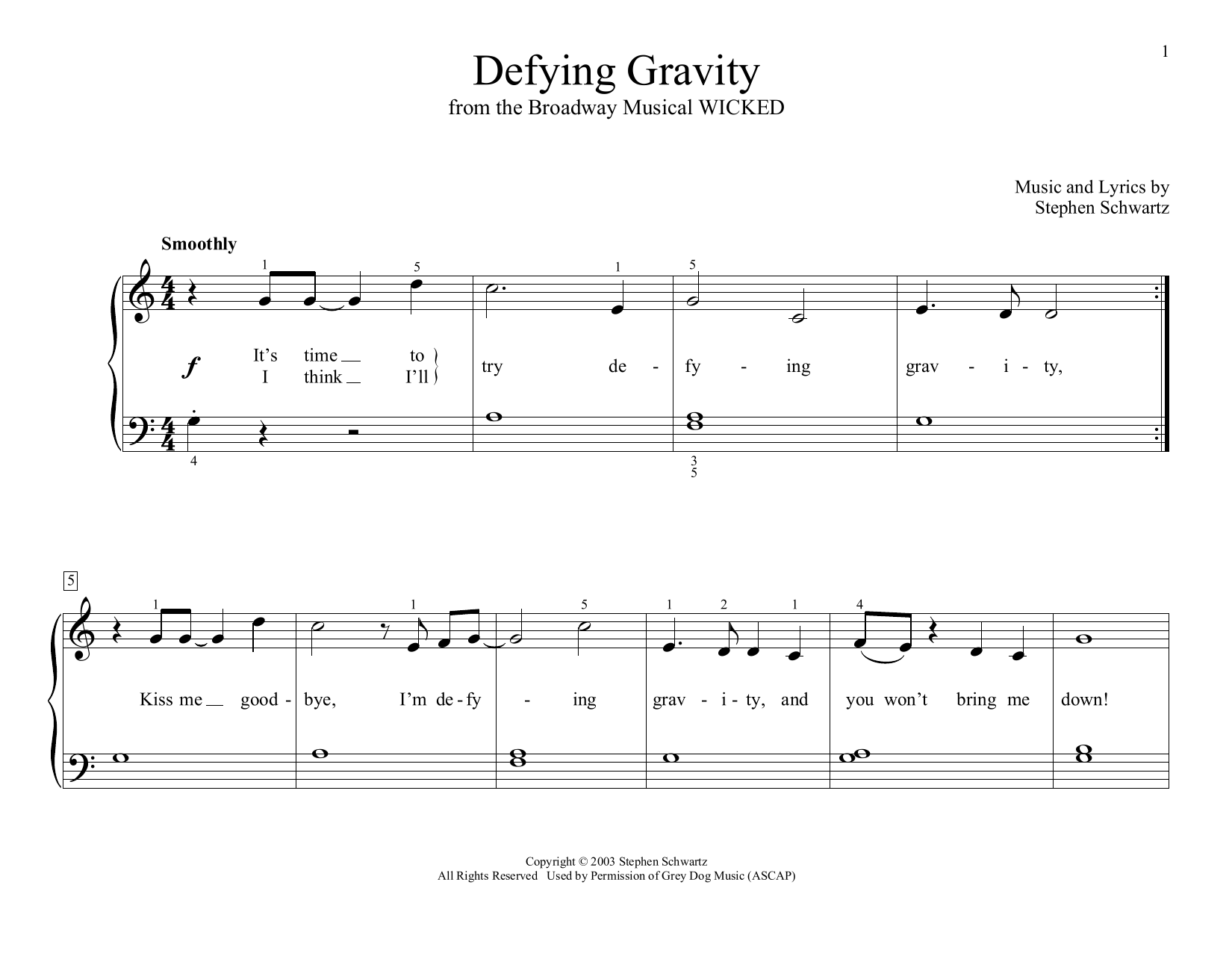 Stephen Schwartz Defying Gravity (from Wicked) (arr. Christopher Hussey) Sheet Music Notes & Chords for Educational Piano - Download or Print PDF