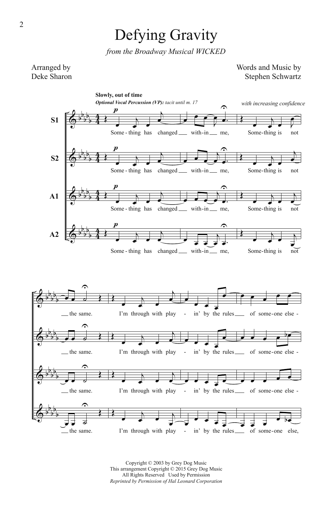 Stephen Schwartz Defying Gravity (from Wicked) (arr. Deke Sharon) Sheet Music Notes & Chords for SSAA Choir - Download or Print PDF