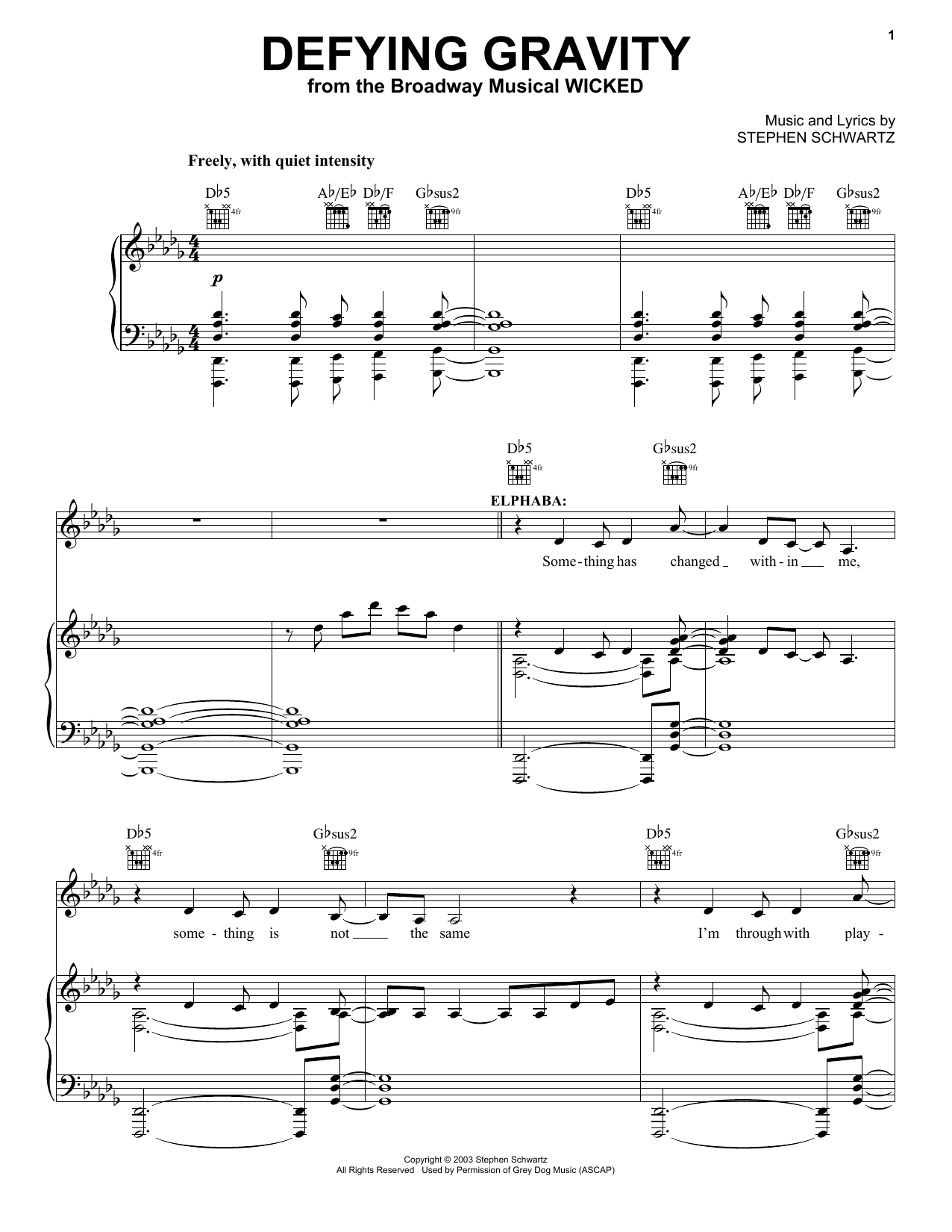 Stephen Schwartz Defying Gravity (from Wicked) Sheet Music Notes & Chords for Keyboard - Download or Print PDF