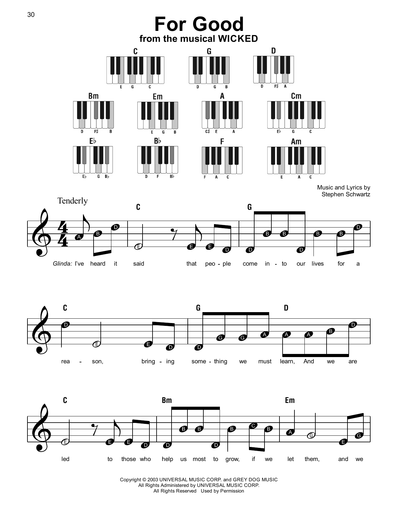 Stephen Schwartz For Good (from Wicked: For Good) Sheet Music Notes & Chords for Super Easy Piano - Download or Print PDF