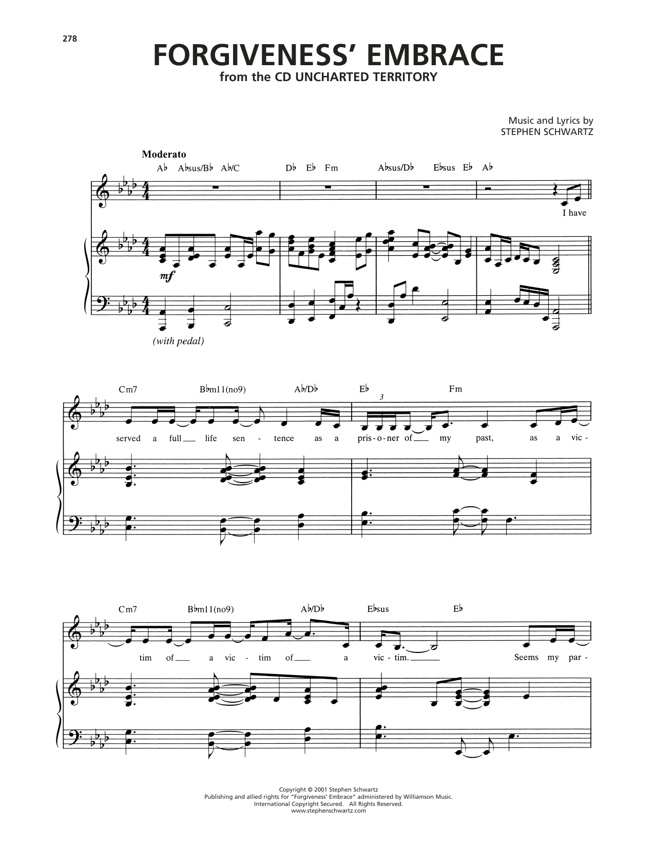 Stephen Schwartz Forgiveness' Embrace Sheet Music Notes & Chords for Piano & Vocal - Download or Print PDF
