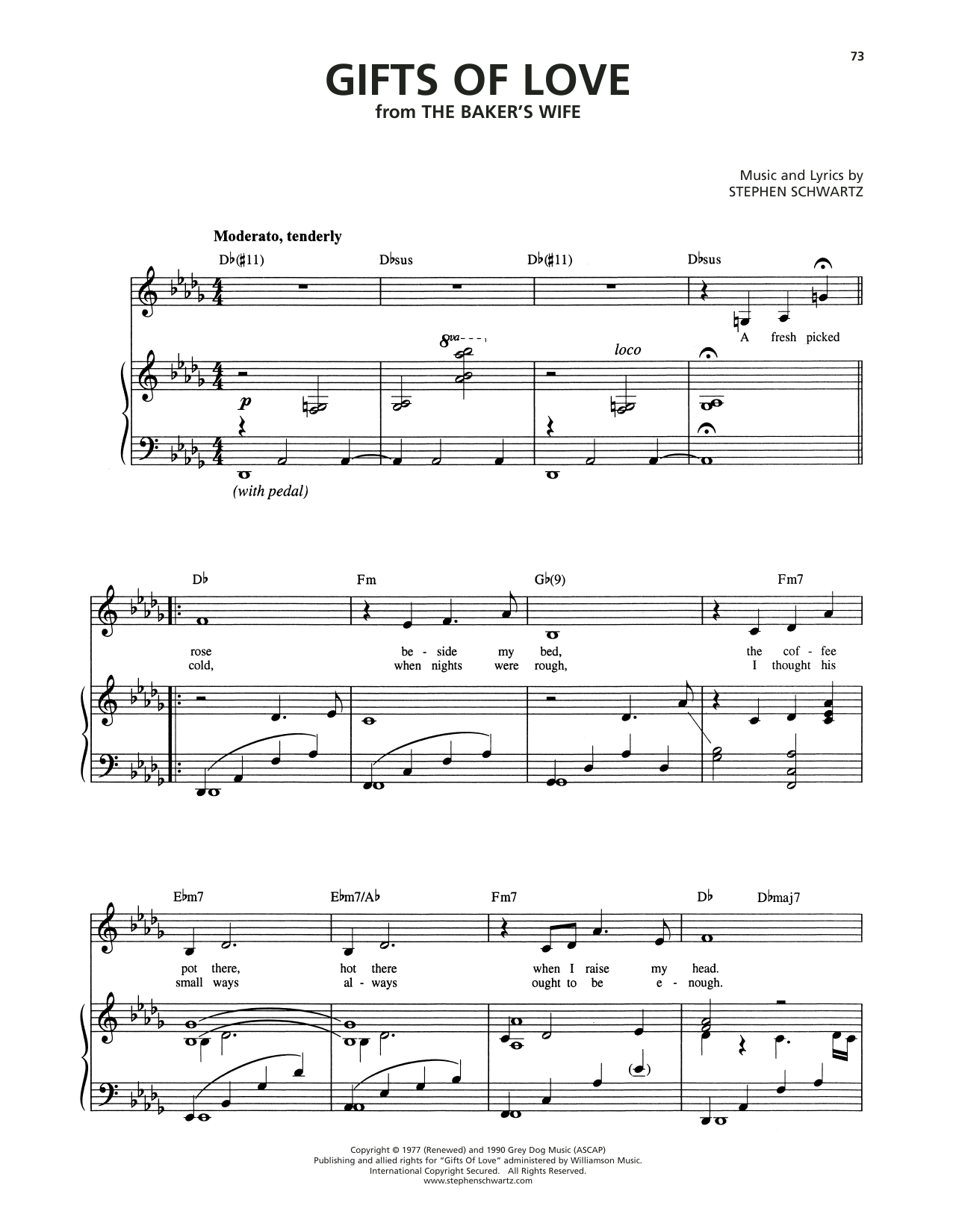 Stephen Schwartz Gifts Of Love (from The Baker's Wife) Sheet Music Notes & Chords for Piano & Vocal - Download or Print PDF