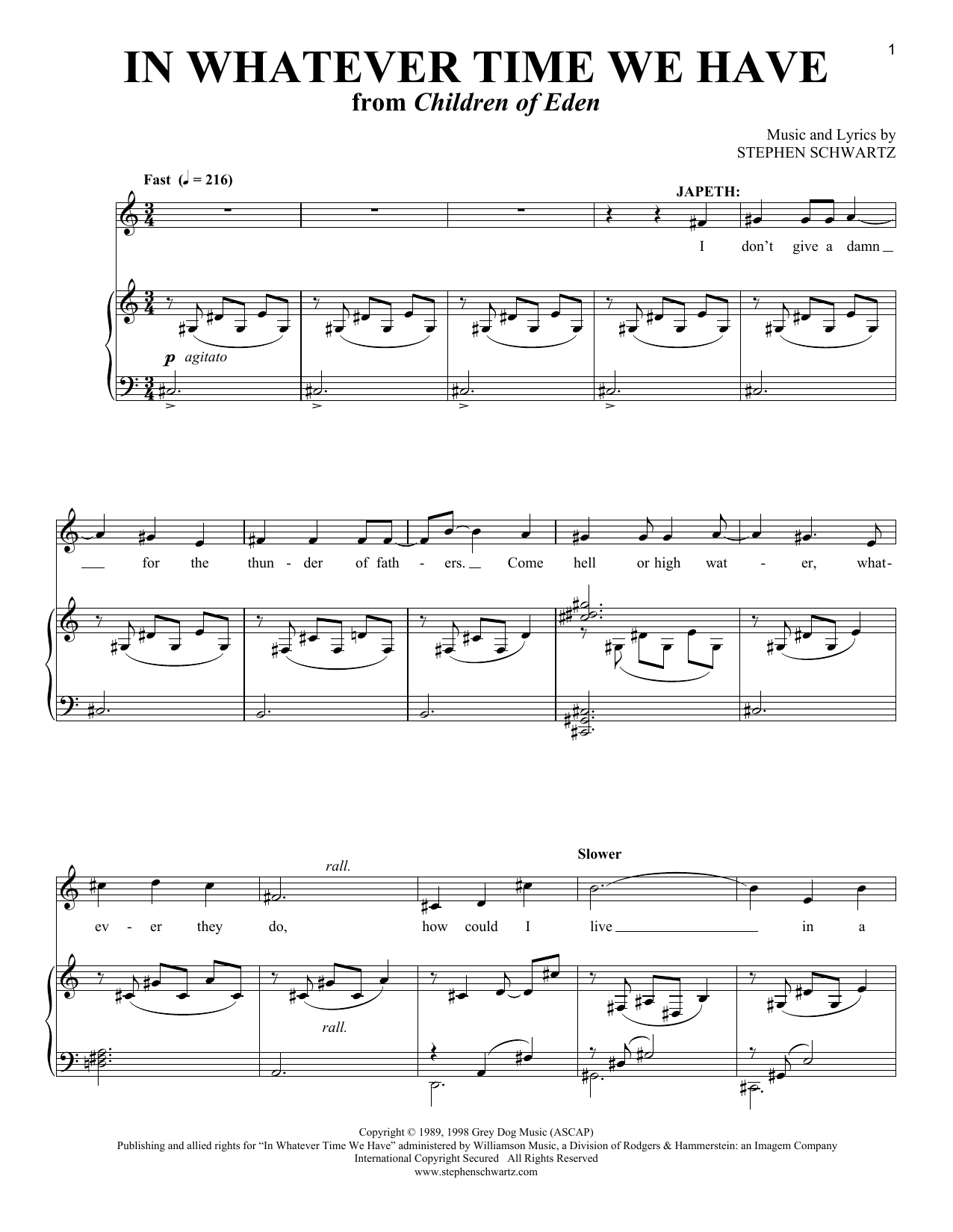 Stephen Schwartz In Whatever Time We Have Sheet Music Notes & Chords for Vocal Duet - Download or Print PDF