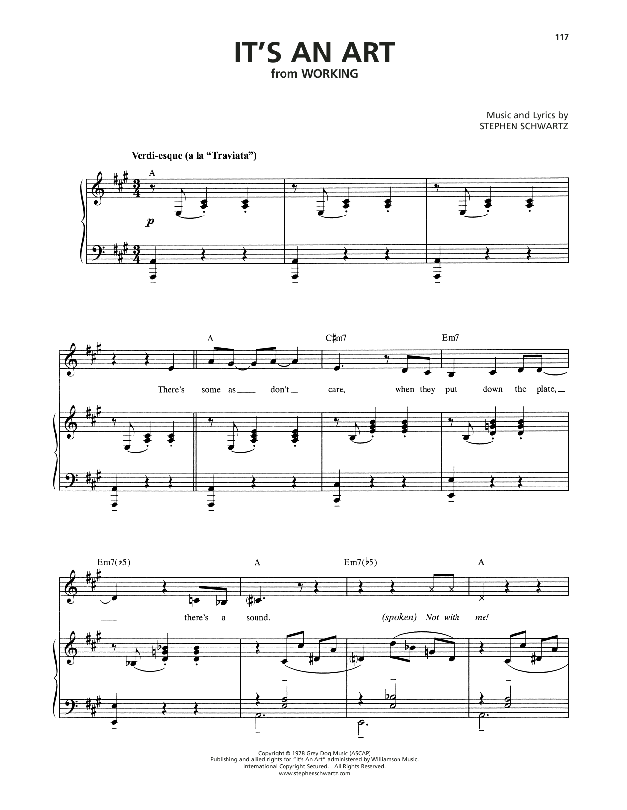 Stephen Schwartz It's An Art (from Working) Sheet Music Notes & Chords for Piano & Vocal - Download or Print PDF