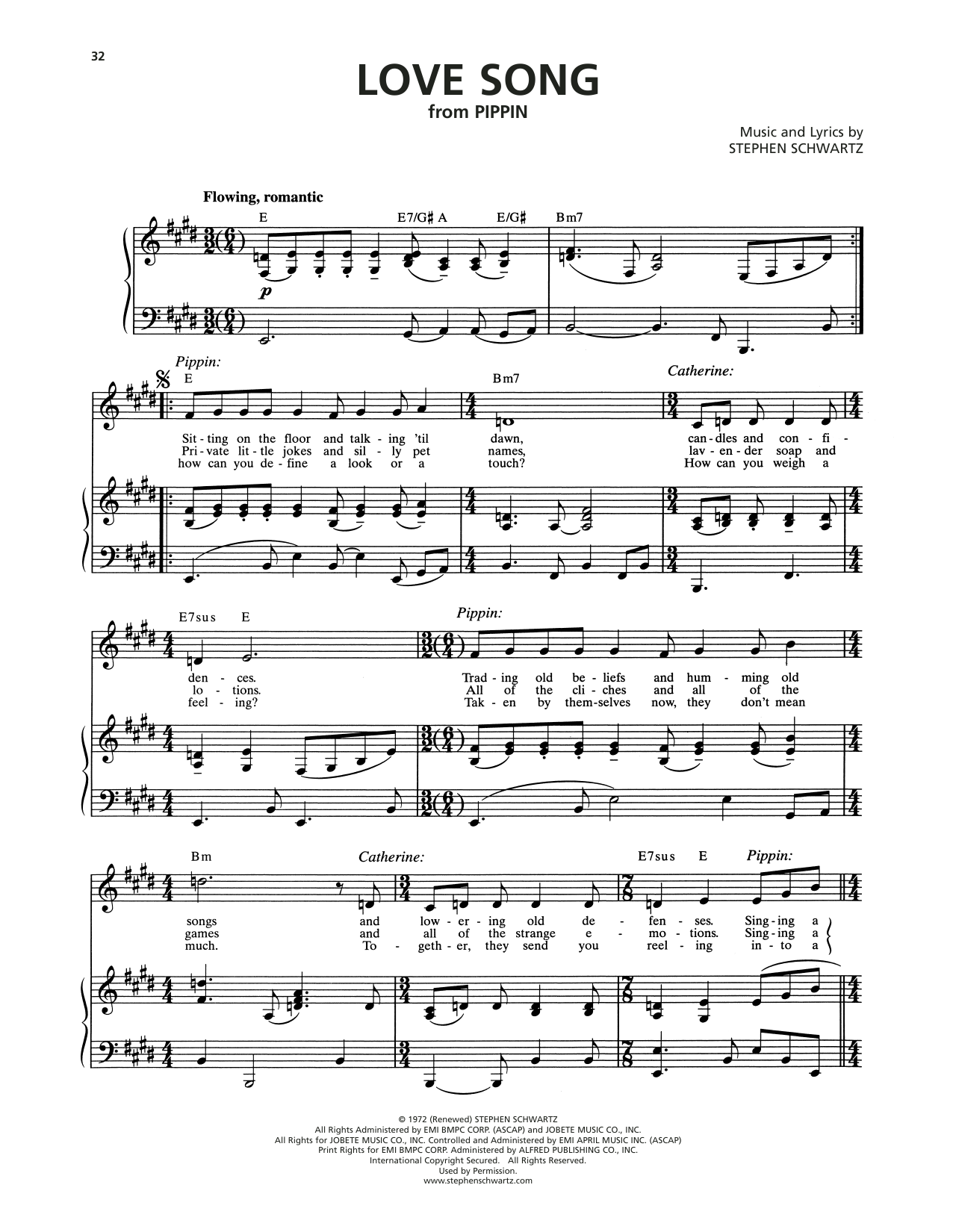 Stephen Schwartz Love Song (from Pippin) Sheet Music Notes & Chords for Piano & Vocal - Download or Print PDF