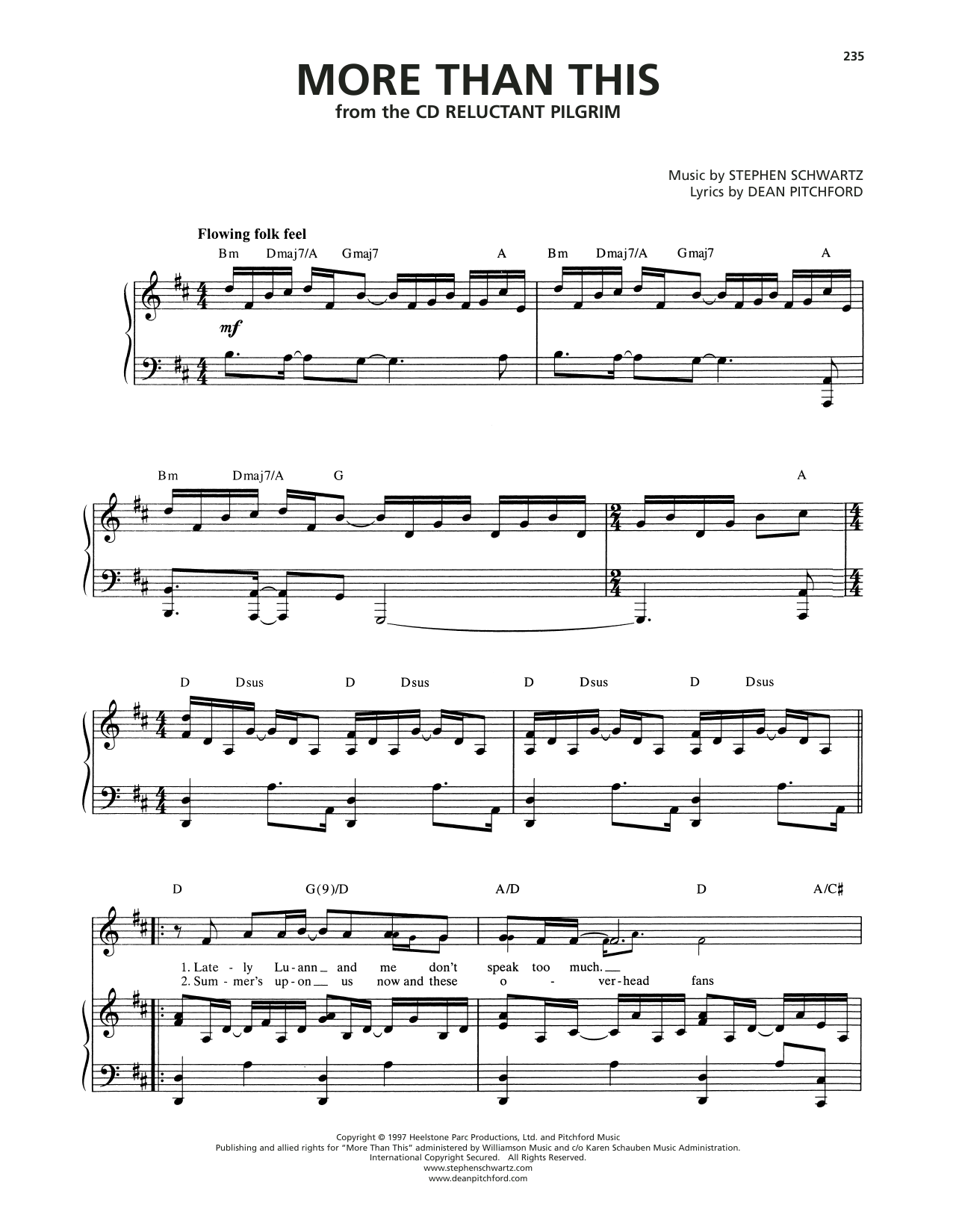 Stephen Schwartz More Than This Sheet Music Notes & Chords for Piano & Vocal - Download or Print PDF