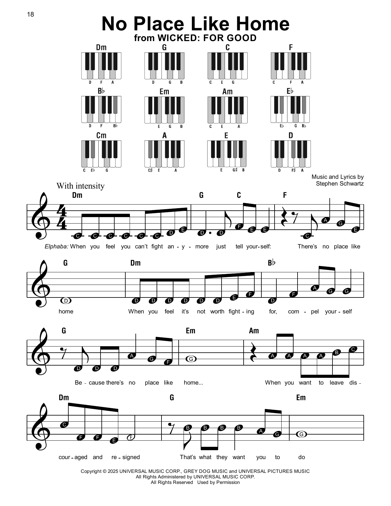 Stephen Schwartz No Place Like Home (from Wicked: For Good) Sheet Music Notes & Chords for Super Easy Piano - Download or Print PDF