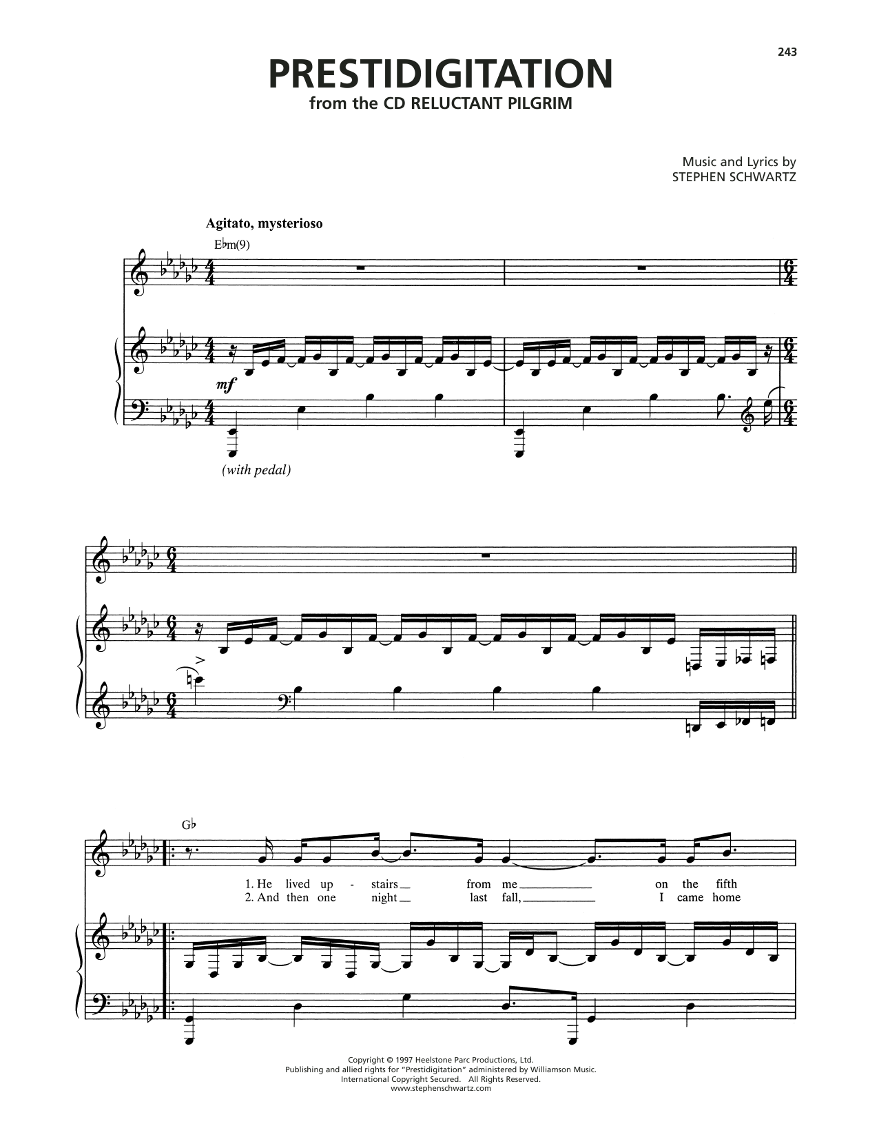 Stephen Schwartz Prestidigitation Sheet Music Notes & Chords for Piano & Vocal - Download or Print PDF