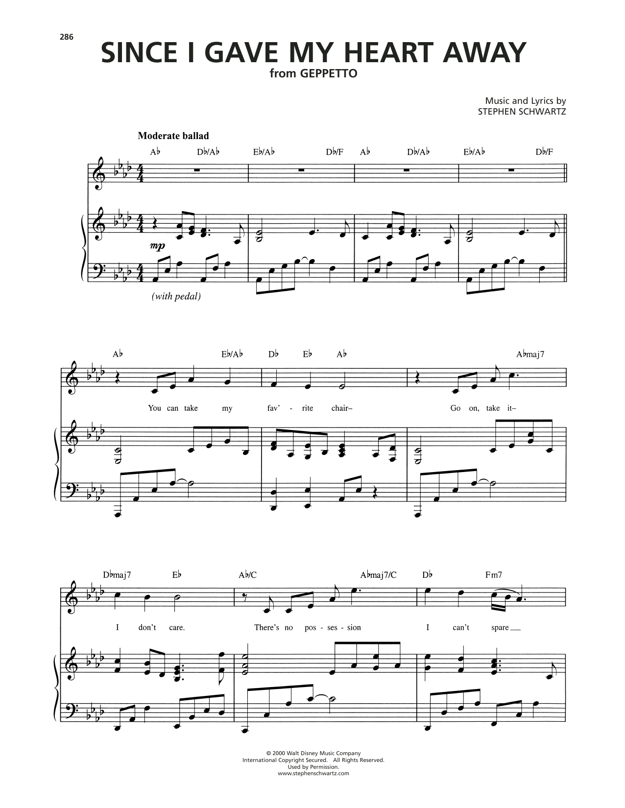 Stephen Schwartz Since I Gave My Heart Away Sheet Music Notes & Chords for Piano & Vocal - Download or Print PDF