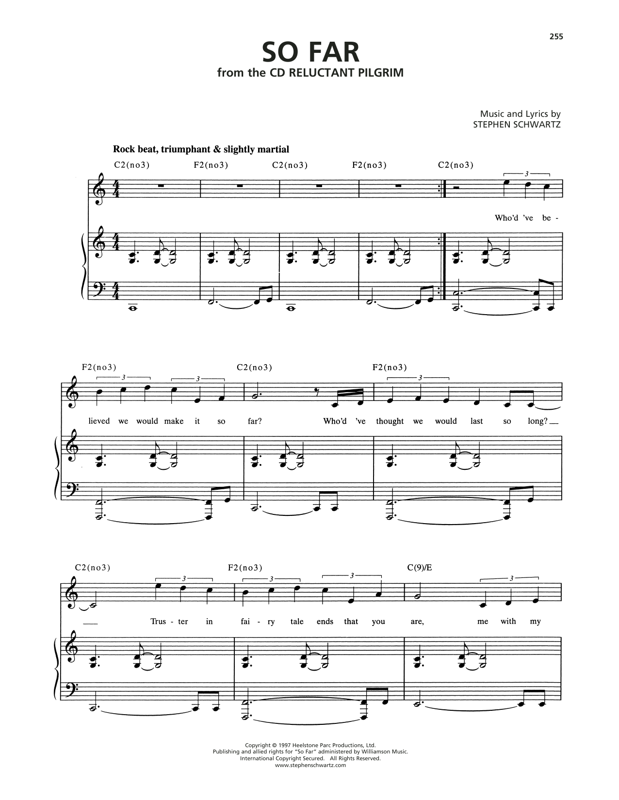 Stephen Schwartz So Far Sheet Music Notes & Chords for Piano & Vocal - Download or Print PDF