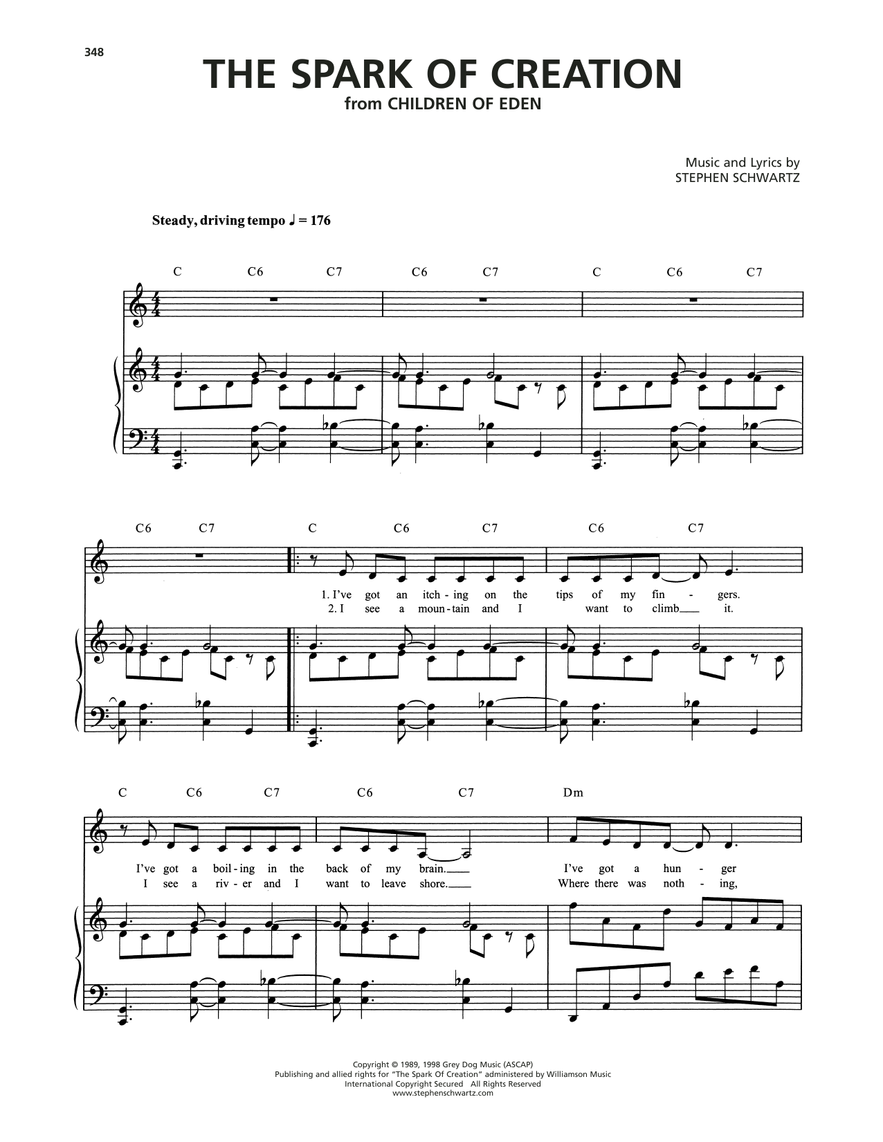 Stephen Schwartz The Spark Of Creation Sheet Music Notes & Chords for Piano & Vocal - Download or Print PDF