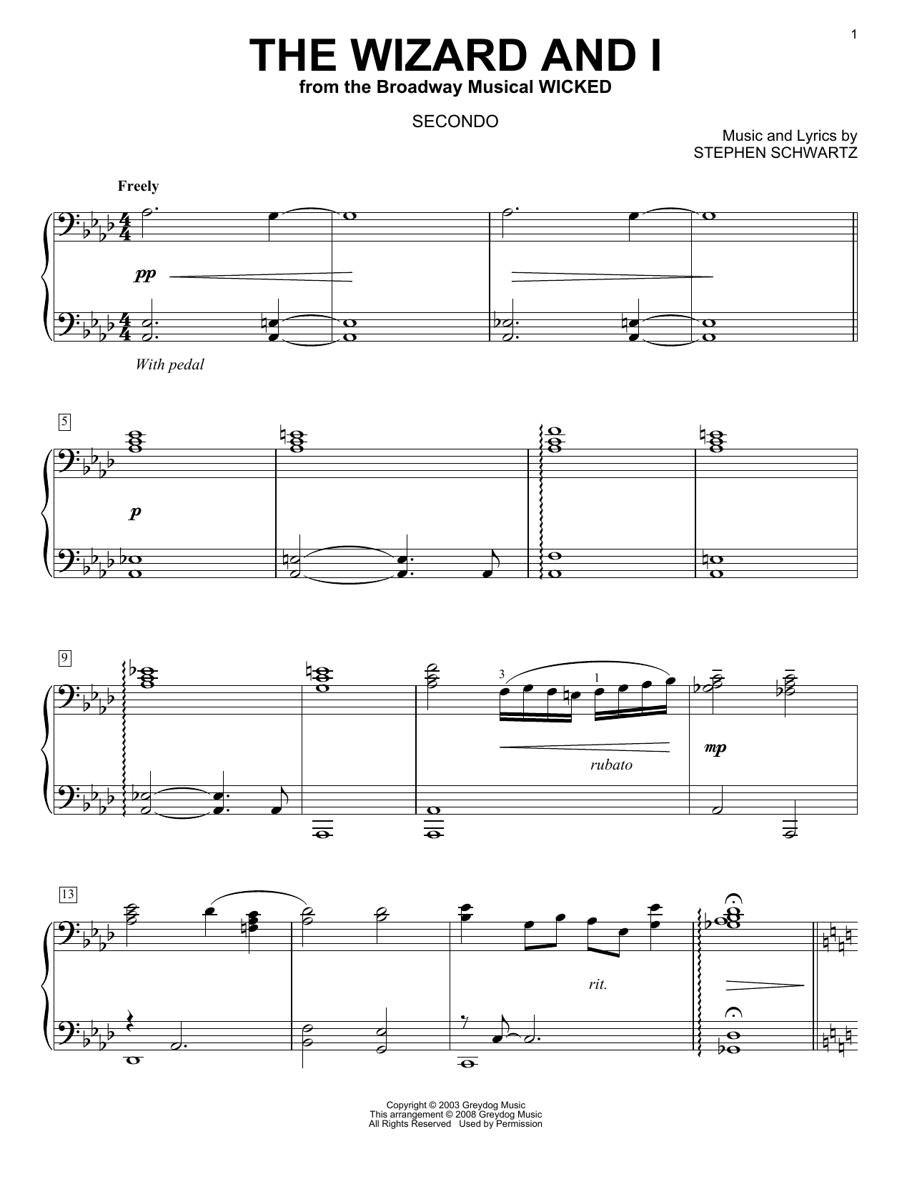 Stephen Schwartz The Wizard And I (from Wicked) (arr. Carol Klose) Sheet Music Notes & Chords for Piano Duet - Download or Print PDF