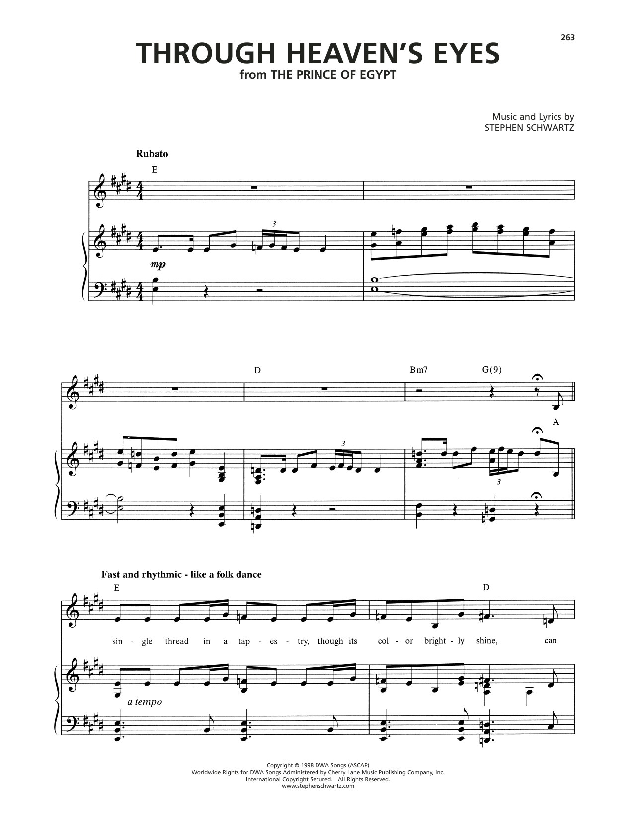 Stephen Schwartz Through Heaven's Eyes (from The Prince Of Egypt) Sheet Music Notes & Chords for Piano & Vocal - Download or Print PDF