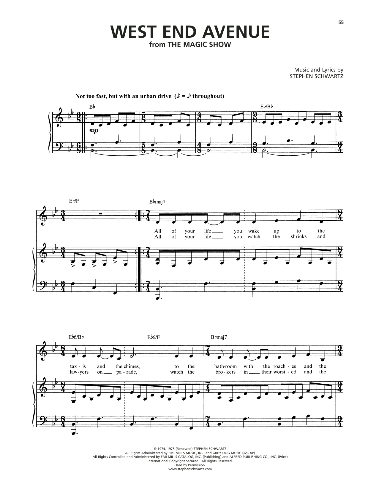 Stephen Schwartz West End Avenue (from The Magic Show) Sheet Music Notes & Chords for Piano & Vocal - Download or Print PDF