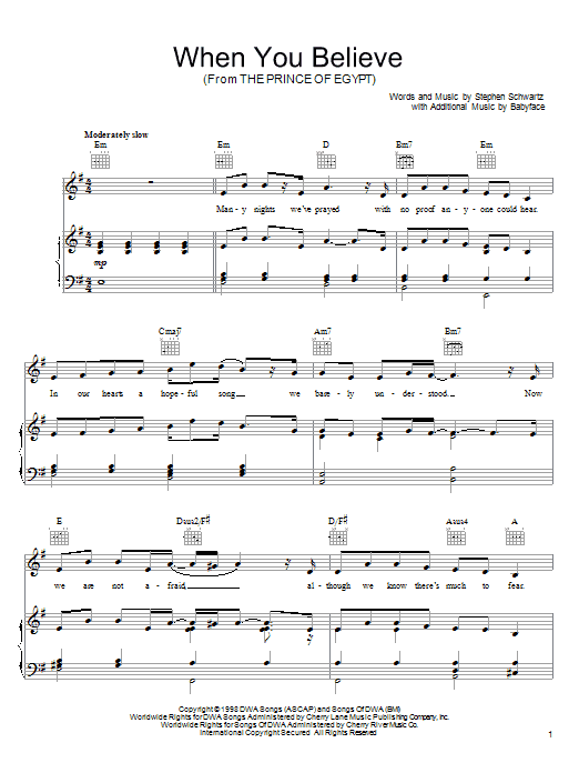 Stephen Schwartz When You Believe (from The Prince Of Egypt) Sheet Music Notes & Chords for Violin - Download or Print PDF