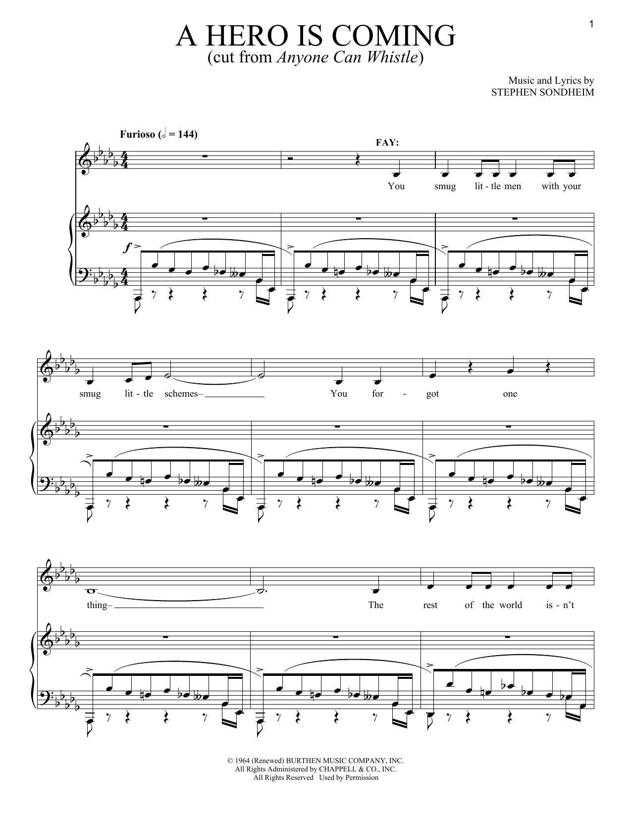Stephen Sondheim A Hero Is Coming Sheet Music Notes & Chords for Piano & Vocal - Download or Print PDF