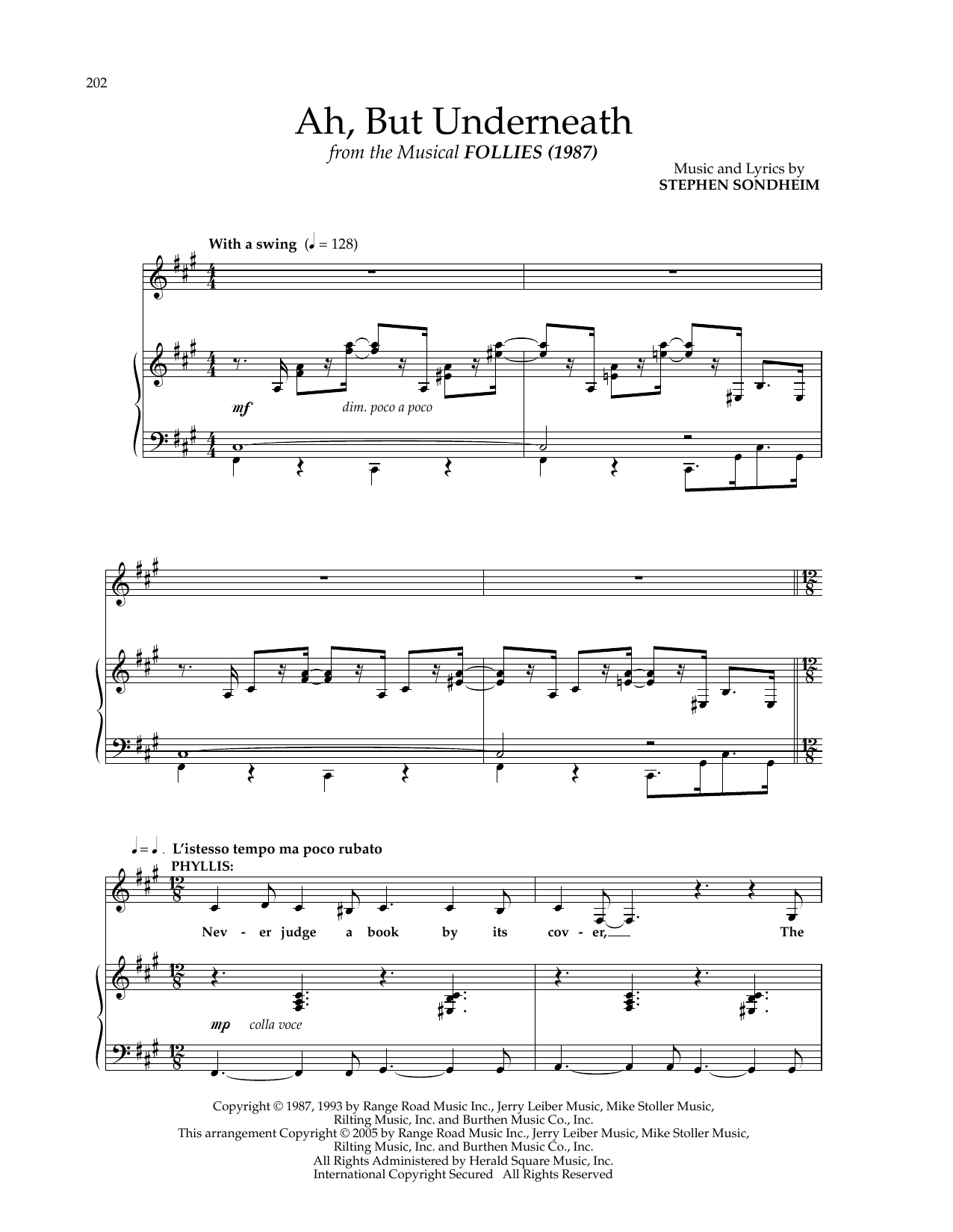 Stephen Sondheim Ah, But Underneath (from Follies) Sheet Music Notes & Chords for Piano & Vocal - Download or Print PDF
