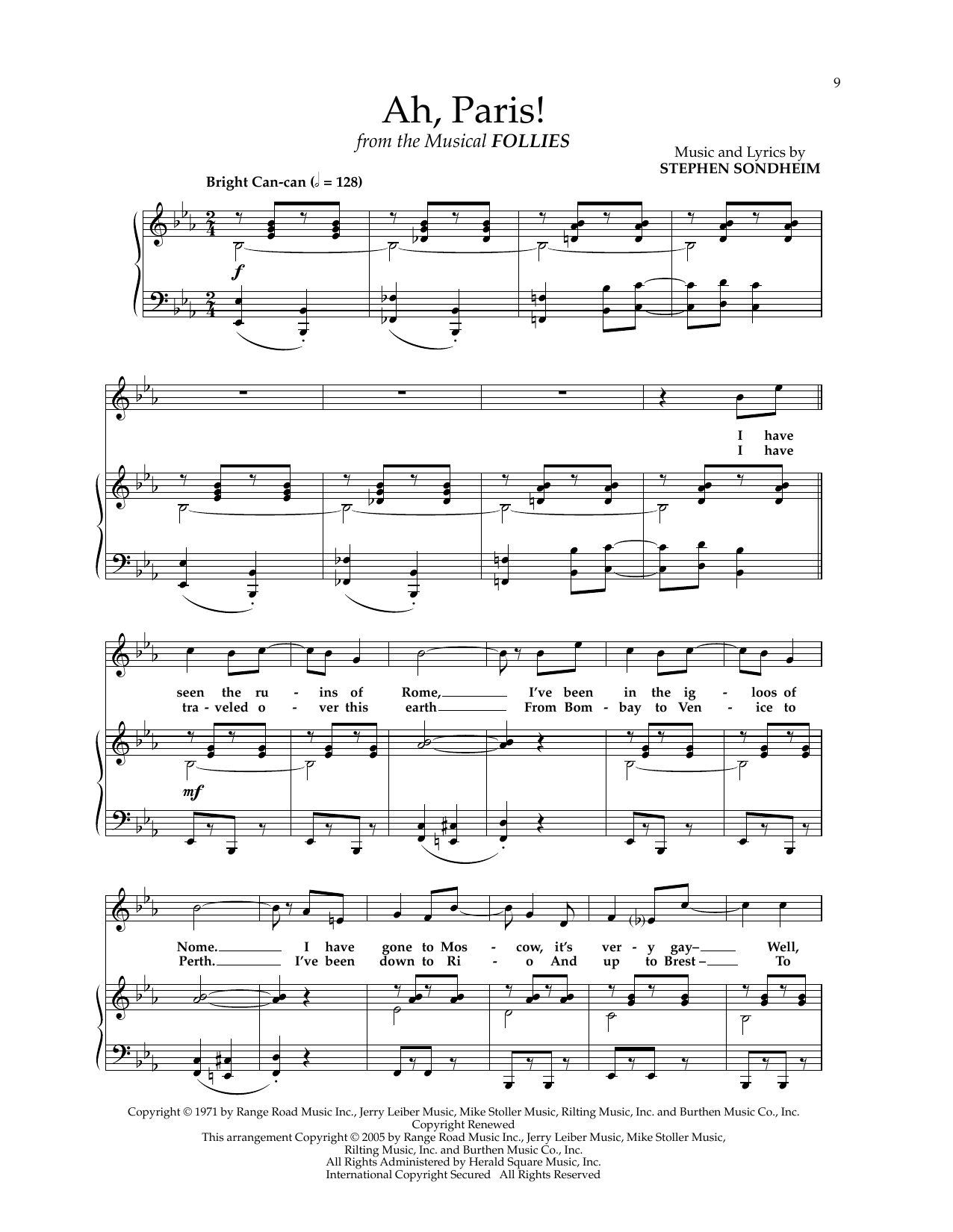 Stephen Sondheim Ah, Paris! (from Follies) Sheet Music Notes & Chords for Piano & Vocal - Download or Print PDF