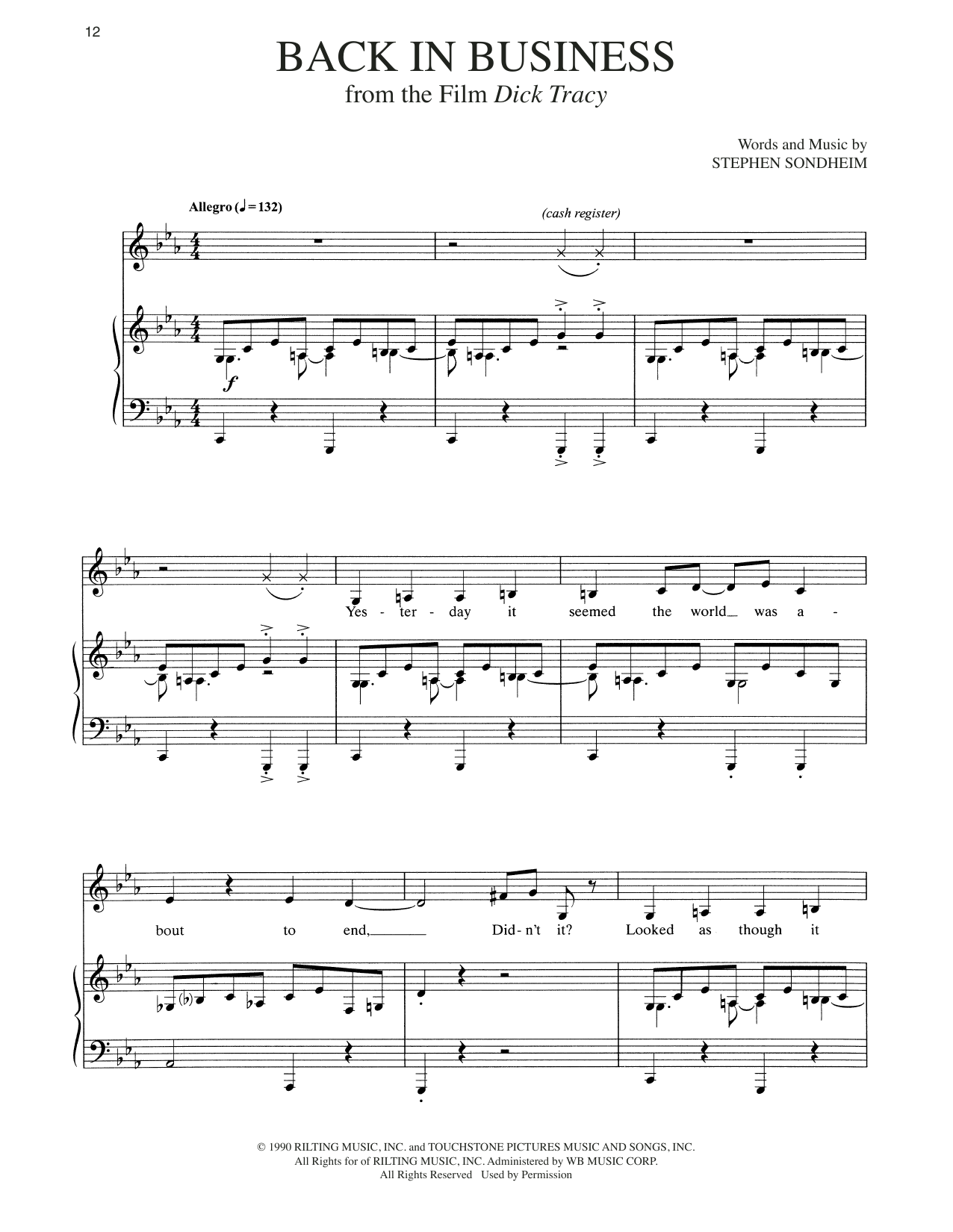 Stephen Sondheim Back In Business Sheet Music Notes & Chords for Piano & Vocal - Download or Print PDF
