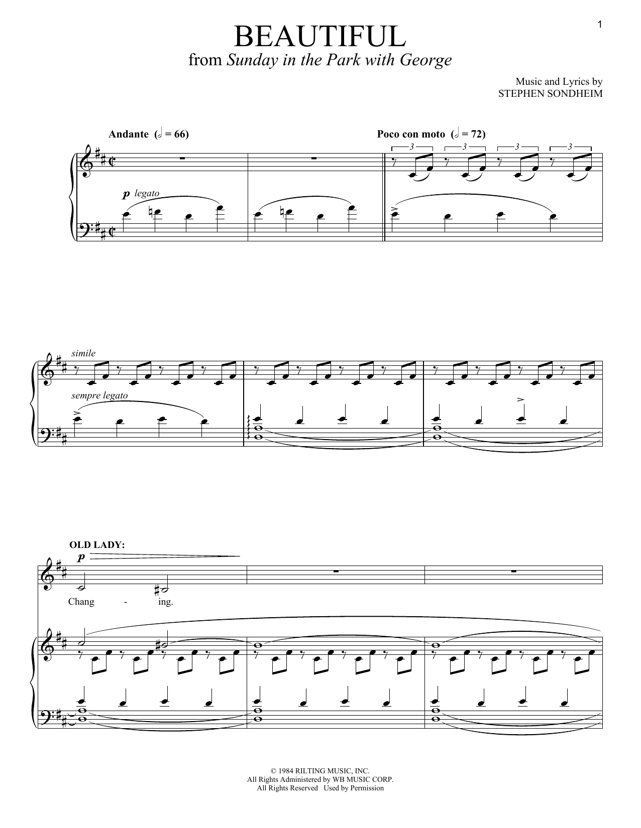 Stephen Sondheim Beautiful Sheet Music Notes & Chords for Piano & Vocal - Download or Print PDF