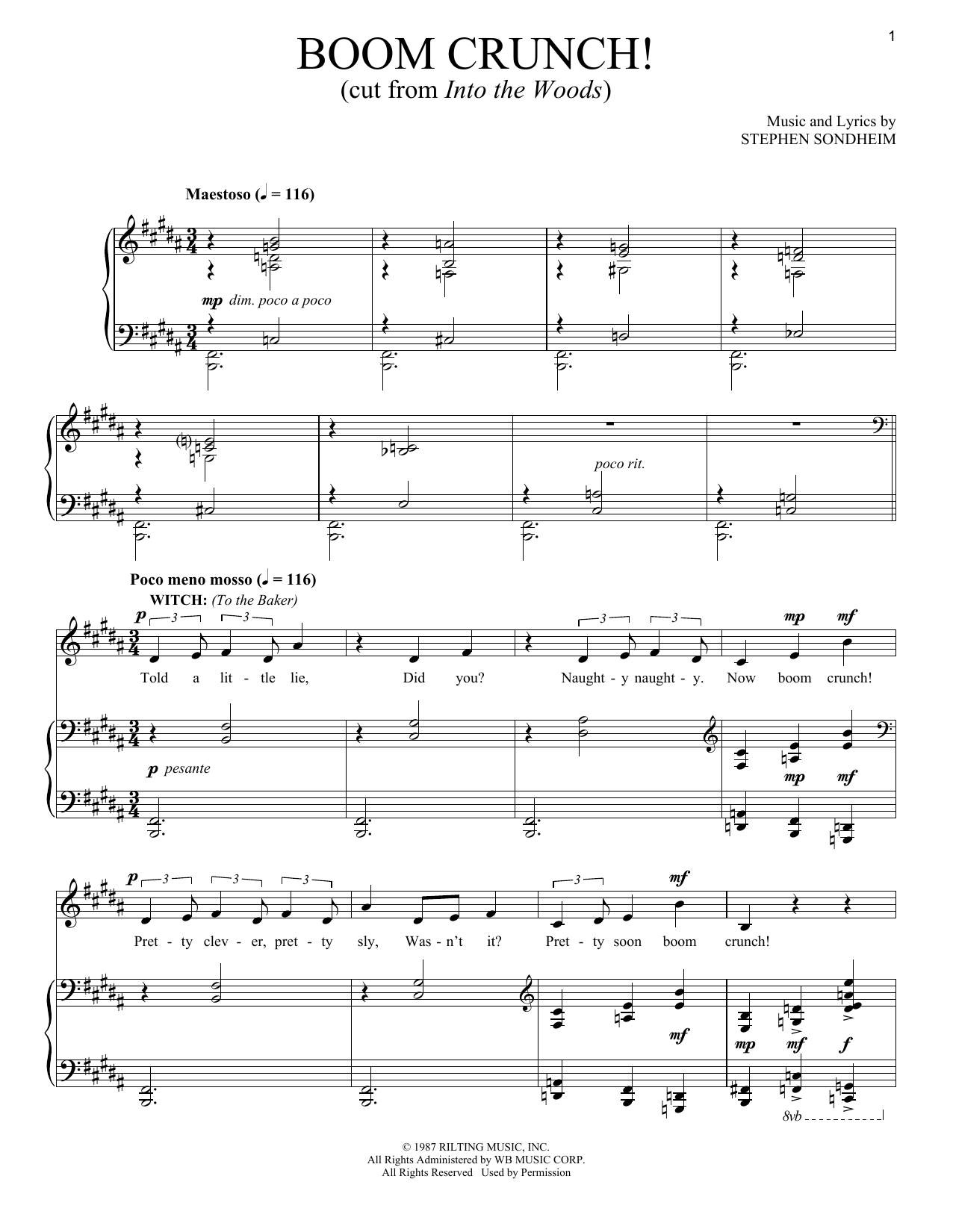 Stephen Sondheim Boom Crunch Sheet Music Notes & Chords for Piano & Vocal - Download or Print PDF