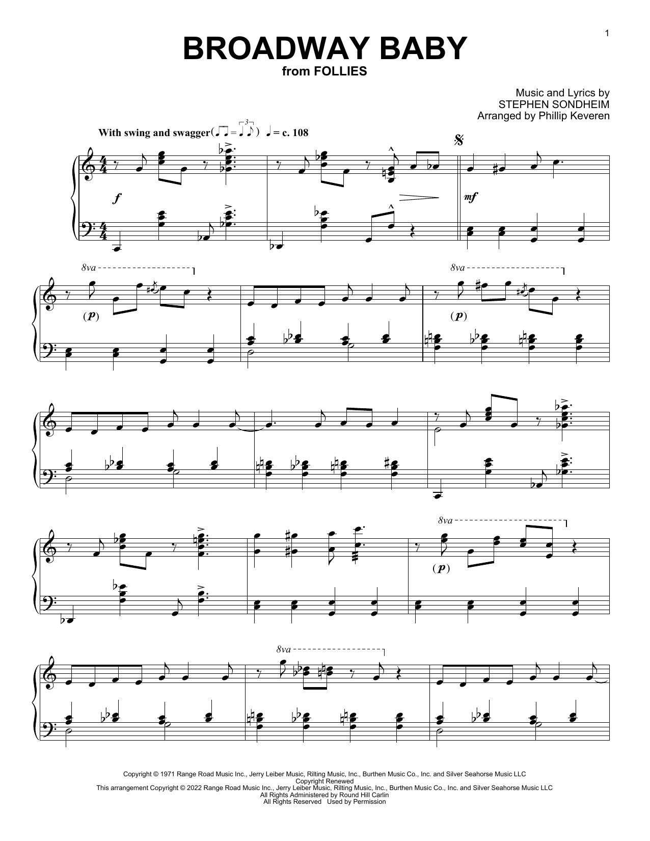 Stephen Sondheim Broadway Baby (from Follies) (arr. Phillip Keveren) Sheet Music Notes & Chords for Piano Solo - Download or Print PDF