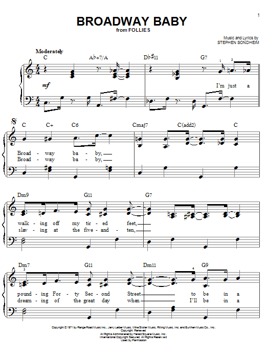 Stephen Sondheim Broadway Baby Sheet Music Notes & Chords for Piano & Vocal - Download or Print PDF