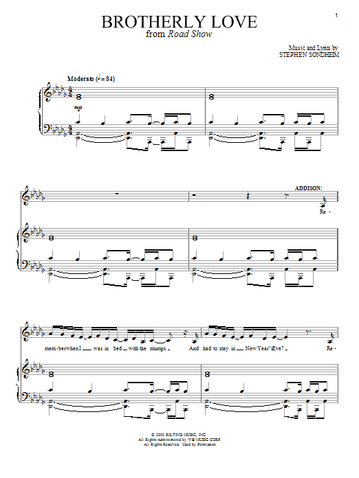 Stephen Sondheim Brotherly Love Sheet Music Notes & Chords for Piano & Vocal - Download or Print PDF