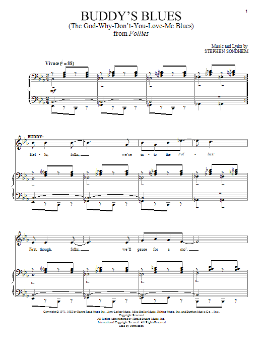 Stephen Sondheim Buddy's Blues (The God-Why-Don't-You-Love-Me Blues) Sheet Music Notes & Chords for Piano & Vocal - Download or Print PDF