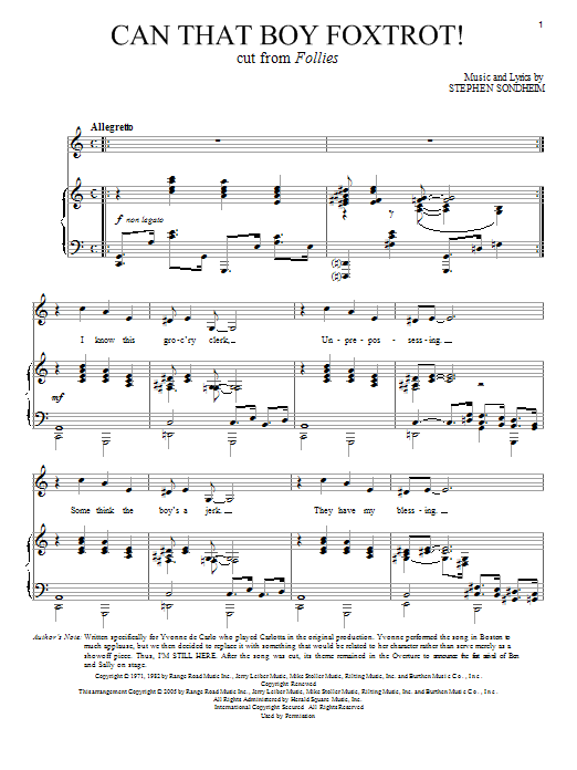 Stephen Sondheim Can That Boy Foxtrot! Sheet Music Notes & Chords for Piano & Vocal - Download or Print PDF