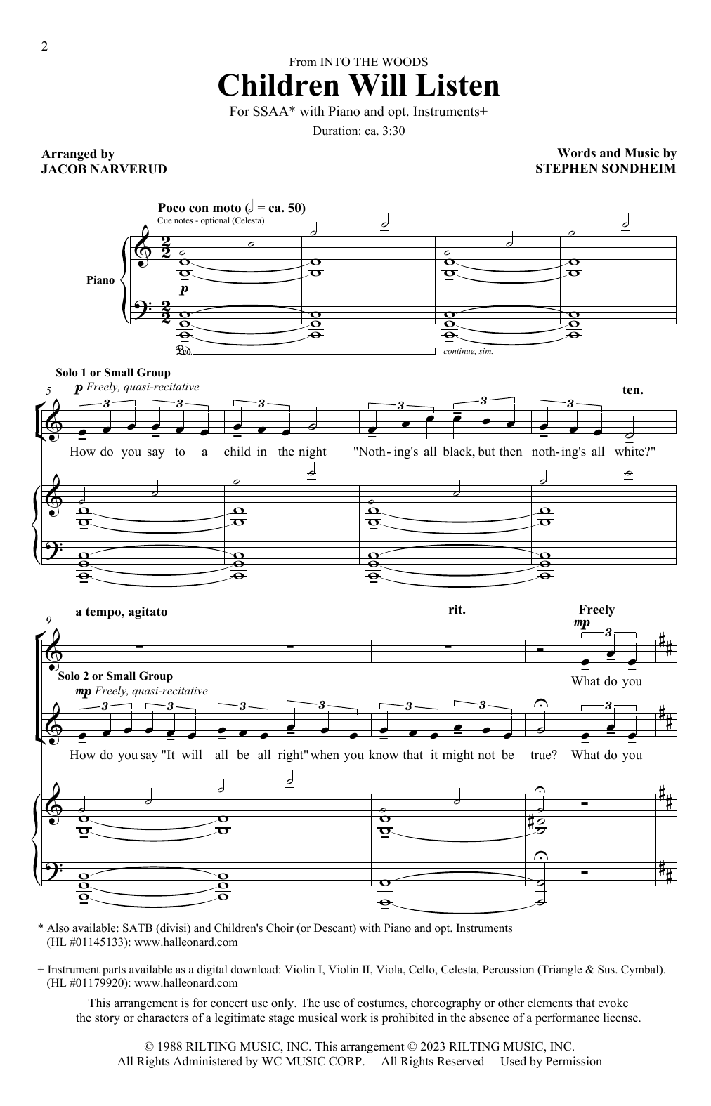 Stephen Sondheim Children Will Listen (from Into The Woods) (arr. Jacob Narverud) Sheet Music Notes & Chords for SATB Choir - Download or Print PDF