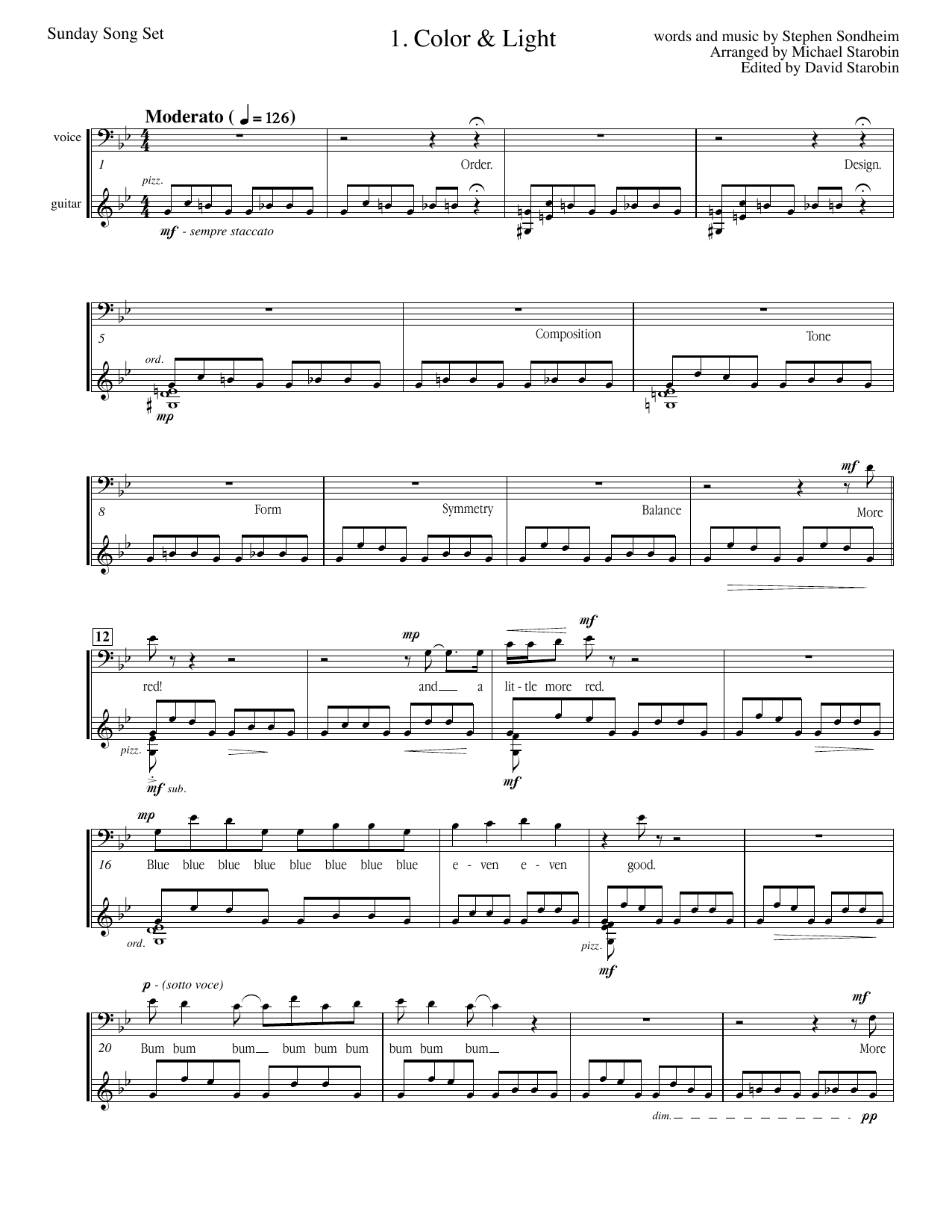 Stephen Sondheim Color And Light (from Sunday In The Park With George) Sheet Music Notes & Chords for Solo Guitar - Download or Print PDF