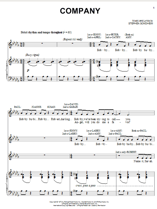 Stephen Sondheim Company Sheet Music Notes & Chords for Melody Line, Lyrics & Chords - Download or Print PDF