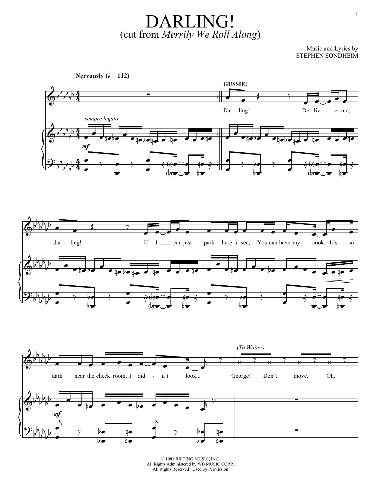 Stephen Sondheim Darling Sheet Music Notes & Chords for Piano & Vocal - Download or Print PDF