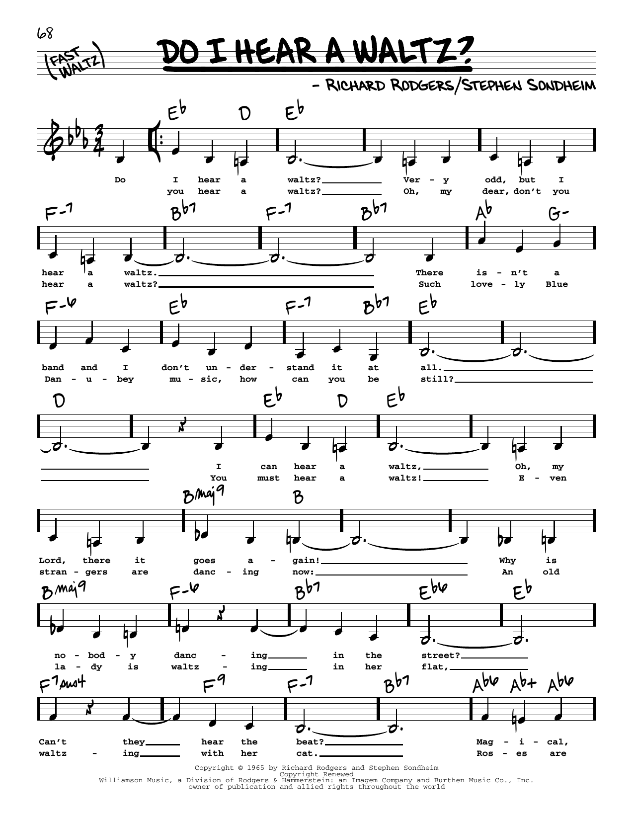 Stephen Sondheim Do I Hear A Waltz? (Low Voice) Sheet Music Notes & Chords for Real Book – Melody, Lyrics & Chords - Download or Print PDF