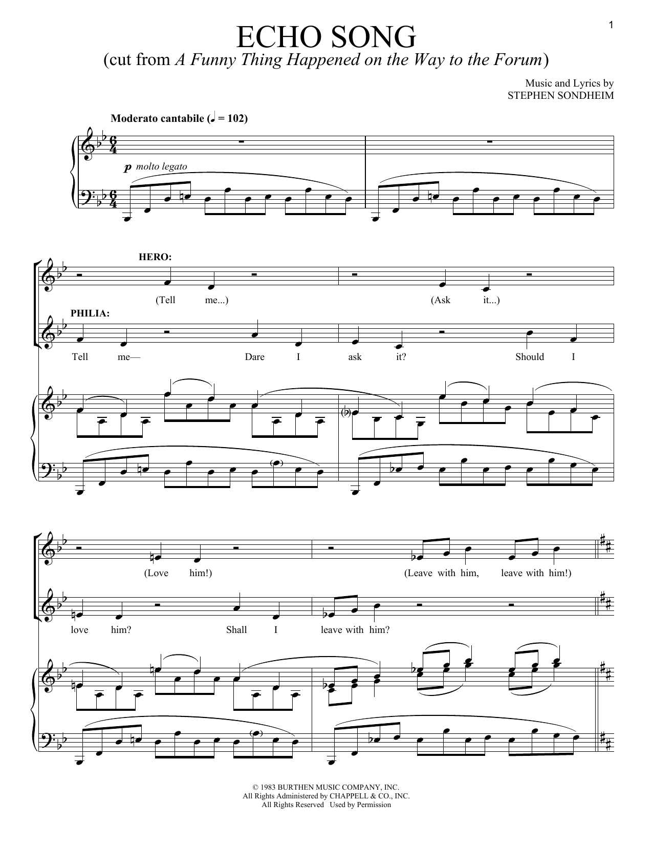 Stephen Sondheim Echo Song Sheet Music Notes & Chords for Piano & Vocal - Download or Print PDF