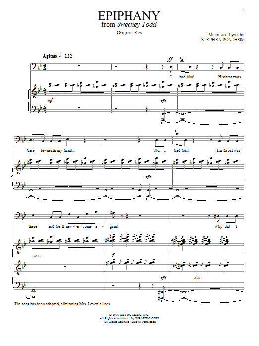 Stephen Sondheim Epiphany Sheet Music Notes & Chords for Piano & Vocal - Download or Print PDF