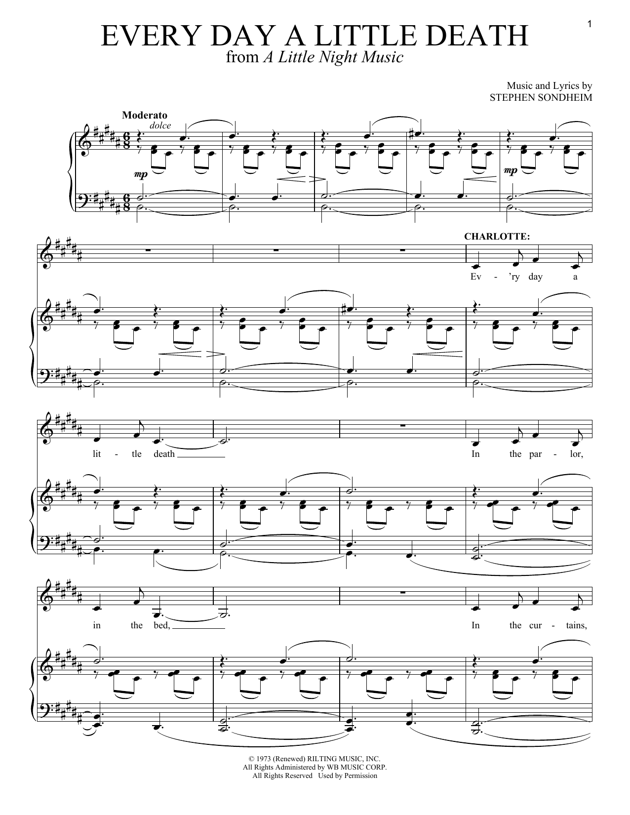 Stephen Sondheim Every Day A Little Death Sheet Music Notes & Chords for Piano & Vocal - Download or Print PDF
