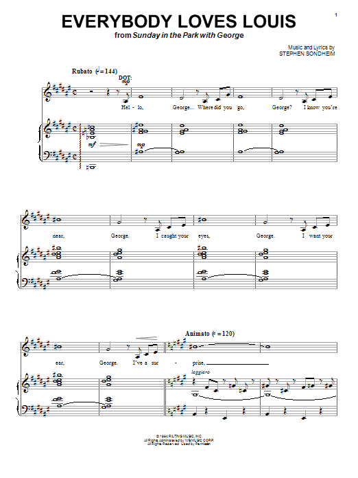 Stephen Sondheim Everybody Loves Louis Sheet Music Notes & Chords for Piano, Vocal & Guitar (Right-Hand Melody) - Download or Print PDF