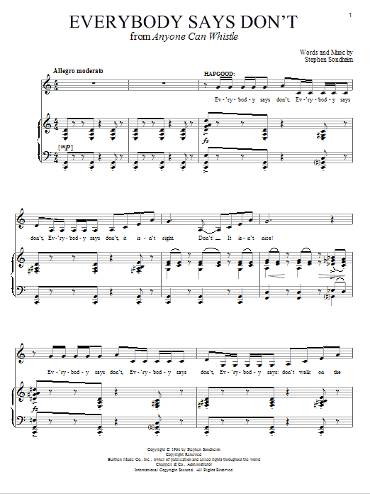 Stephen Sondheim Everybody Says Don't Sheet Music Notes & Chords for Piano & Vocal - Download or Print PDF