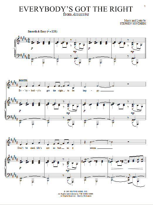 Stephen Sondheim Everybody's Got The Right Sheet Music Notes & Chords for Piano, Vocal & Guitar (Right-Hand Melody) - Download or Print PDF