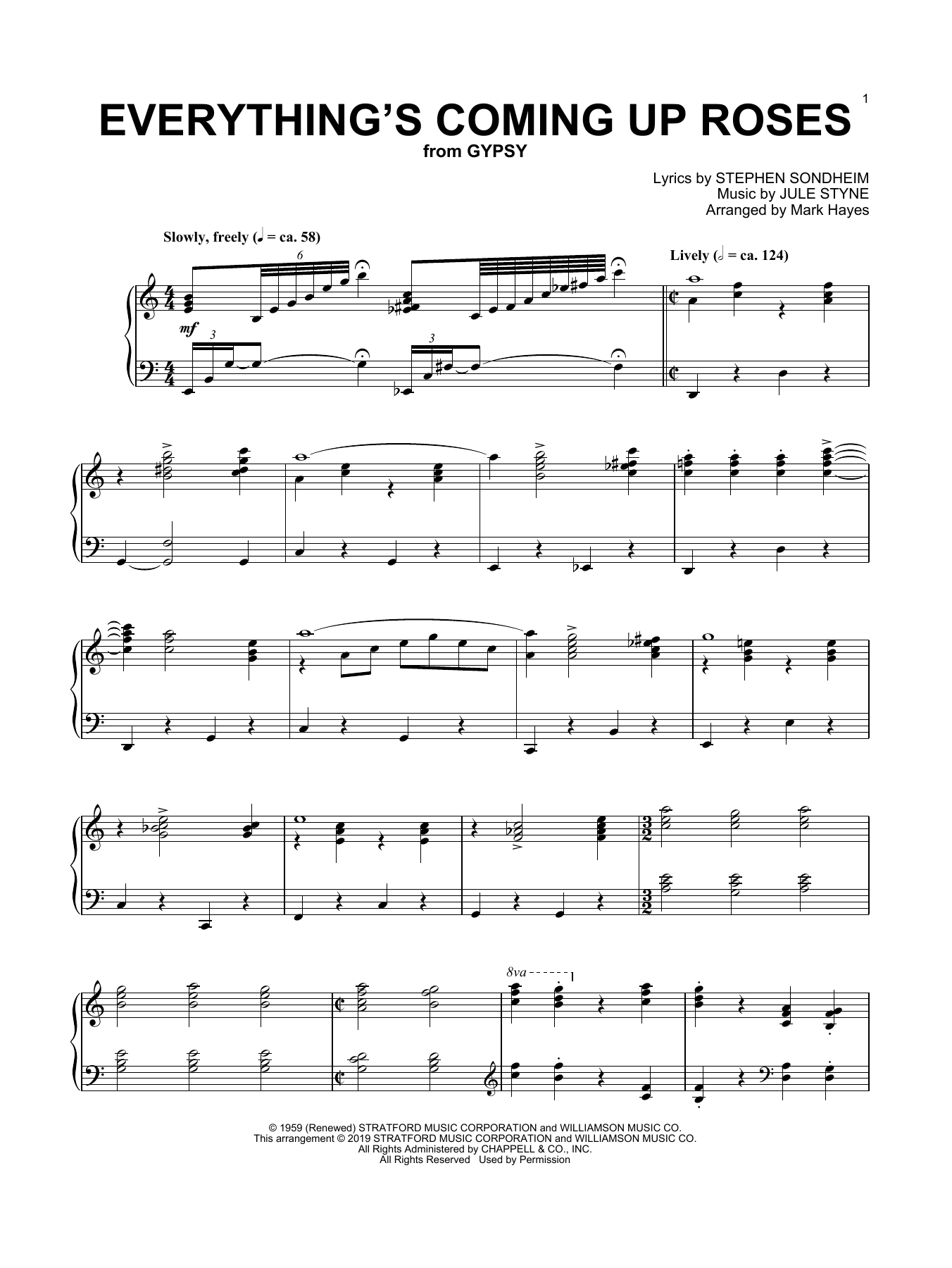 Stephen Sondheim Everything's Coming Up Roses (from Gypsy) (arr. Mark Hayes) Sheet Music Notes & Chords for Piano Solo - Download or Print PDF