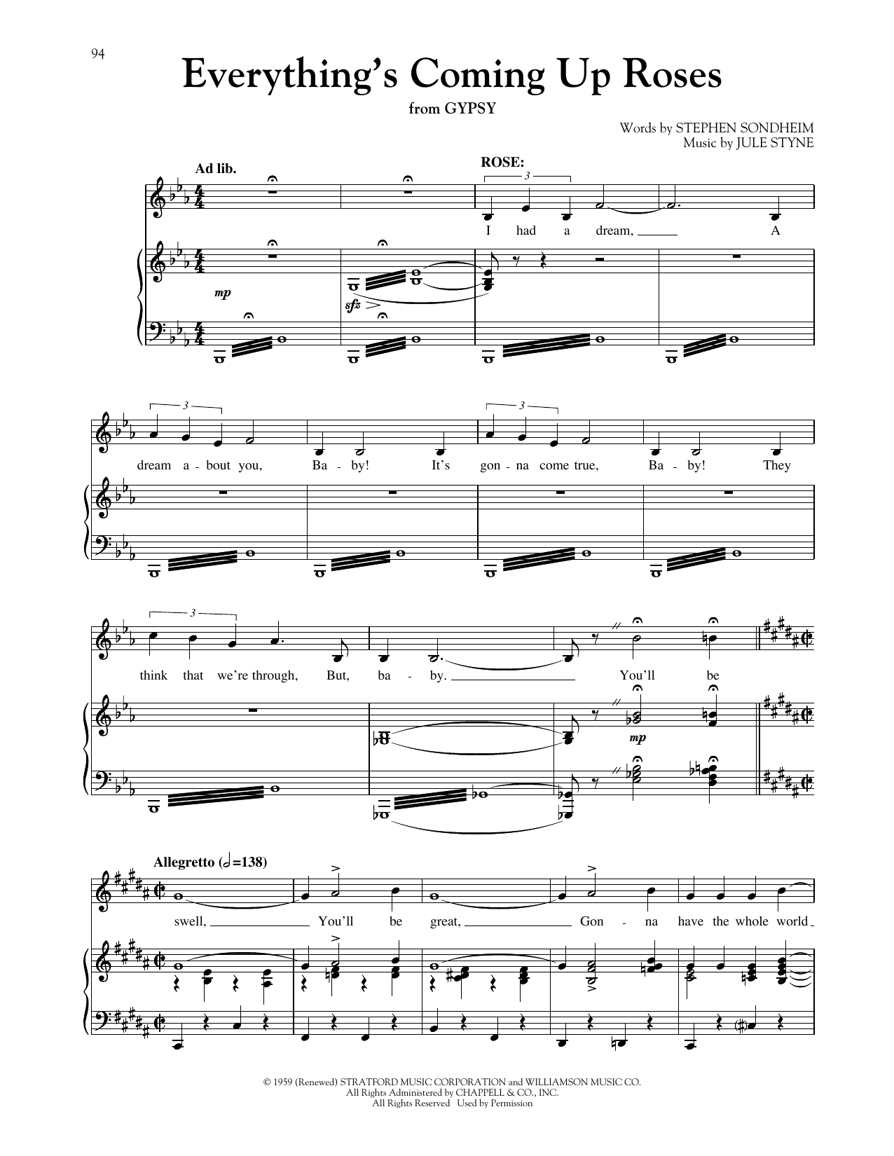 Bernadette Peters Everything's Coming Up Roses (from Gypsy) (arr. Richard Walters) Sheet Music Notes & Chords for Piano & Vocal - Download or Print PDF