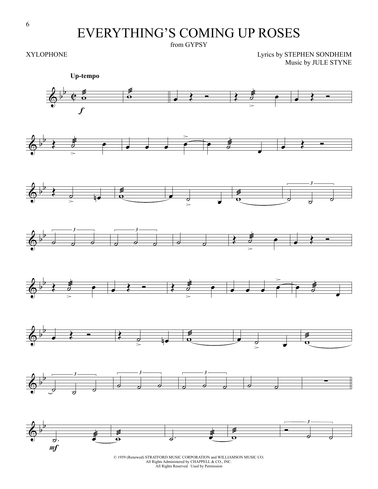 Stephen Sondheim Everything's Coming Up Roses (from Gypsy) Sheet Music Notes & Chords for Xylophone Solo - Download or Print PDF