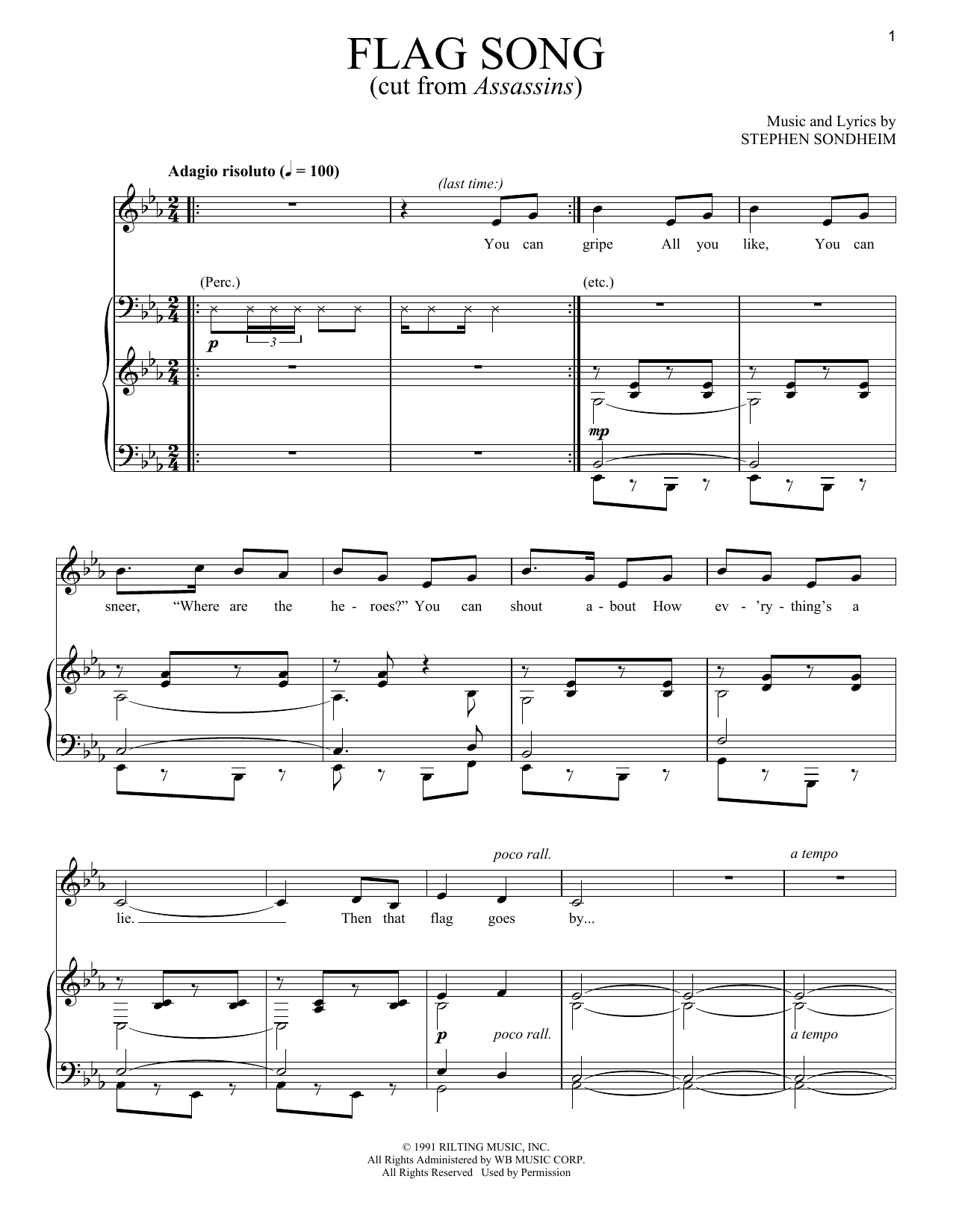 Stephen Sondheim Flag Song Sheet Music Notes & Chords for Piano & Vocal - Download or Print PDF