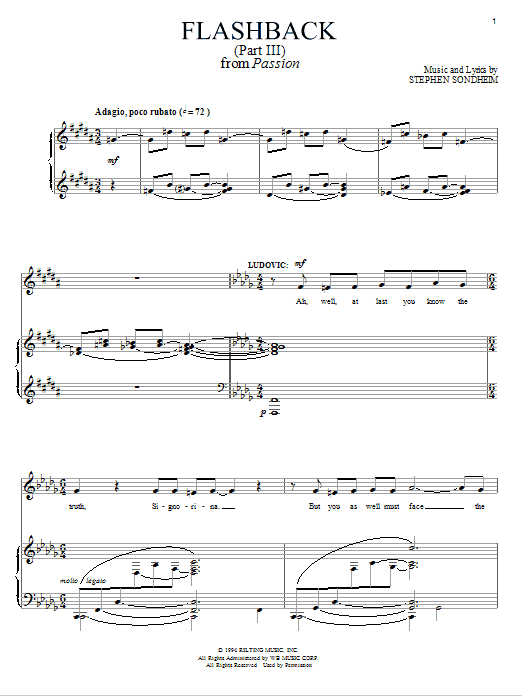 Stephen Sondheim Flashback Sheet Music Notes & Chords for Piano & Vocal - Download or Print PDF