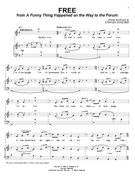 Stephen Sondheim Free Sheet Music Notes & Chords for Piano & Vocal - Download or Print PDF