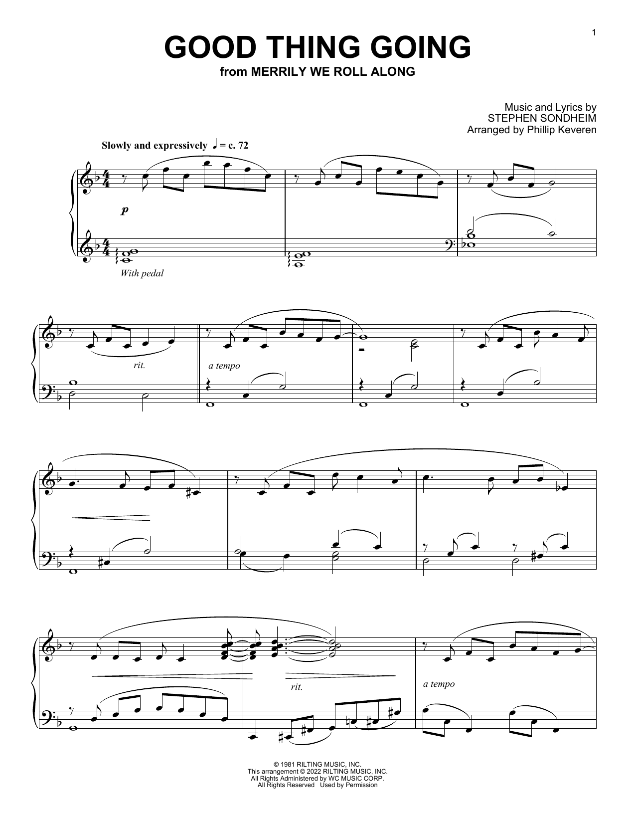 Stephen Sondheim Good Thing Going (from Merrily We Roll Along) (arr. Phillip Keveren) Sheet Music Notes & Chords for Piano Solo - Download or Print PDF
